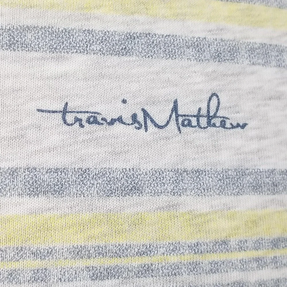 TravisMathew Polo Shirt Mens Medium Gray Chest Stripe Golf Casual Performance
